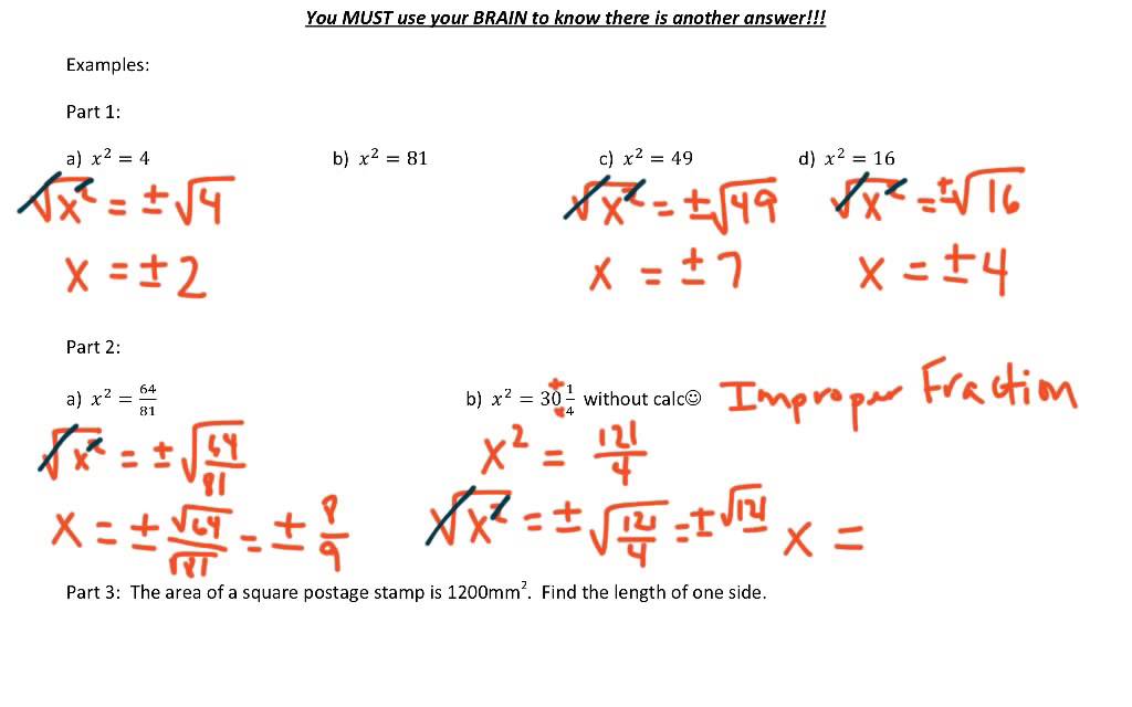 Section 3-1 part 2: solving x squared equals p - YouTube