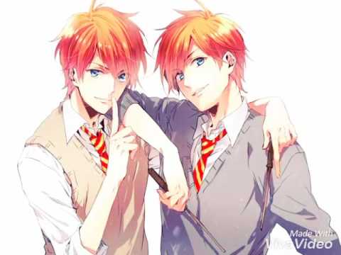 Identical redhead twins