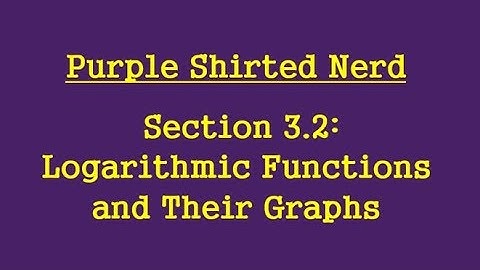 3.2 Logarithmic Functions and Their Graphs