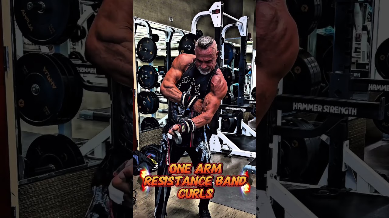 BICEPS ONE ARM RESISTANCE BAND CURLS #workout #motivation #exercise