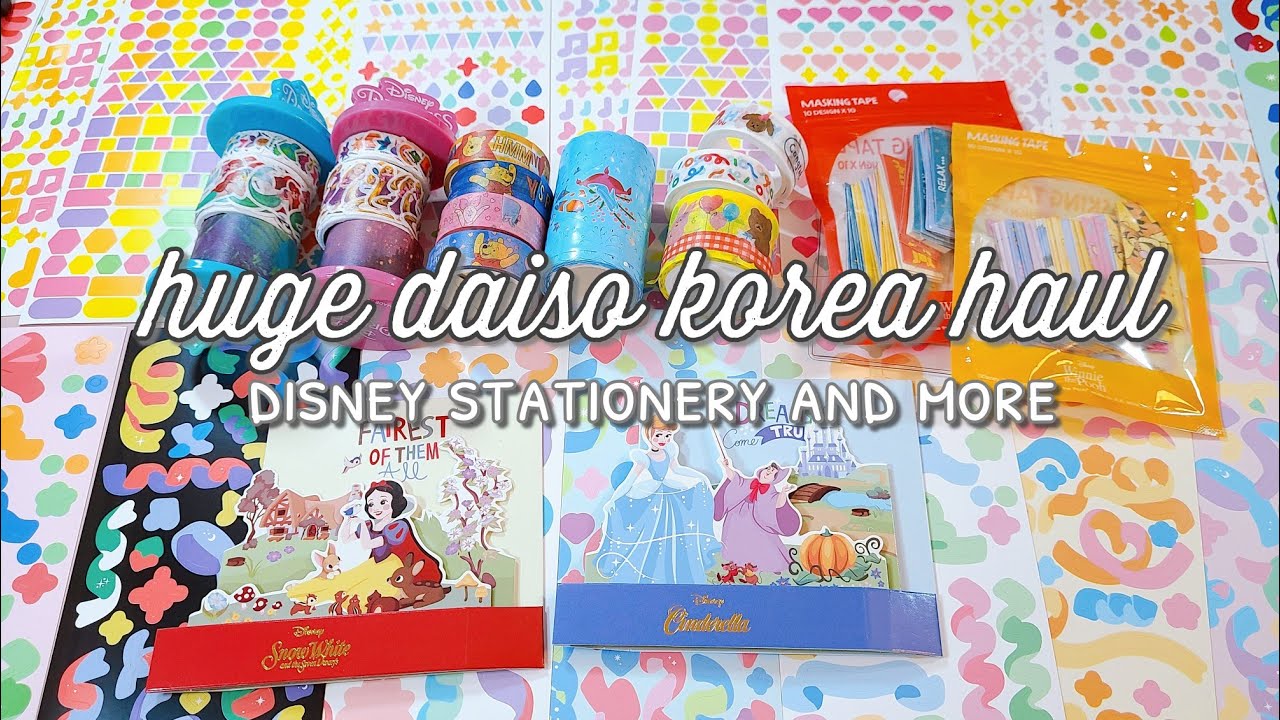 Huge Daiso Korea Stationery Haul | Disney Princesses Stickers, Washi Tapes | Kawaii Unboxing | ASMR