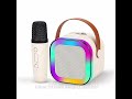 Rechargeable Karaoke Mic with Wireless Mini Portable Bluetooth Speaker with Microphone &amp; LED Lights
