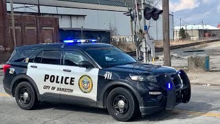 5 Cop Cars Speed Over RR Crossing, What Is Going On? Norfolk Southern Radar Speed Check & Detector!