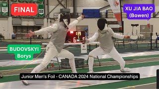 FINAL XU JIA BAO (Bowen) vs BUDOVSKYI Borys 2024 National Championships - Junior Men's Foil