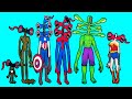 Siren Head Weading with Piggy And Cartoon Hulk, Spiderman, Captain America, Wonder Woman