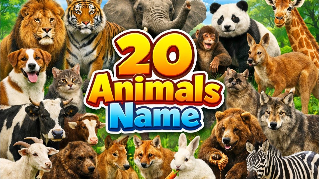 20 Animals Name in Hindi and English for Kids | Learn Animal Names | Kids Learning Video