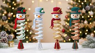 Crochet Snowman Wind Spinner Tutorial⛄| Spiral Christmas Ornament DIY