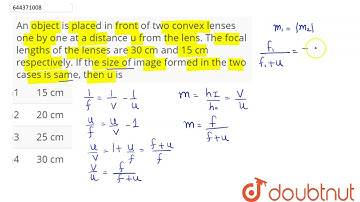 An object is placed in front of two convex lenses one by one at a distance u from the lens. The ...