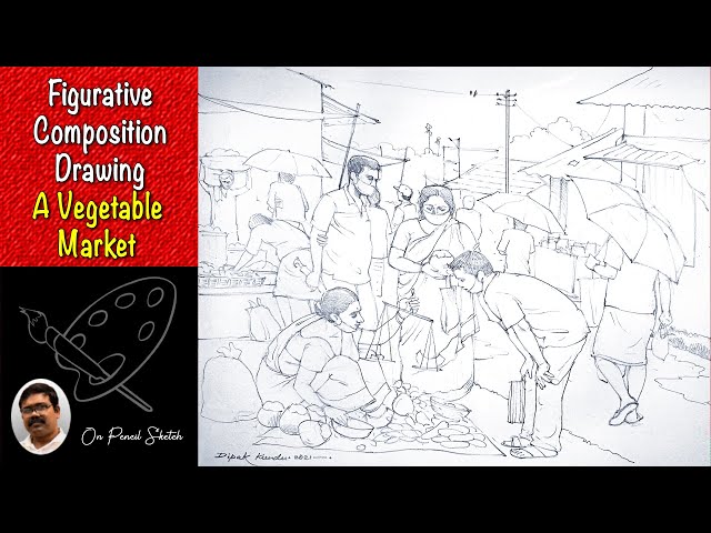NEEV NATA Aurangabad - PERSPECTIVE PRACTICE QUESTION- imagine that u r an  worm in a vegetable market. A man is about to step on u.draw the view Sketch  by our student SHREYA