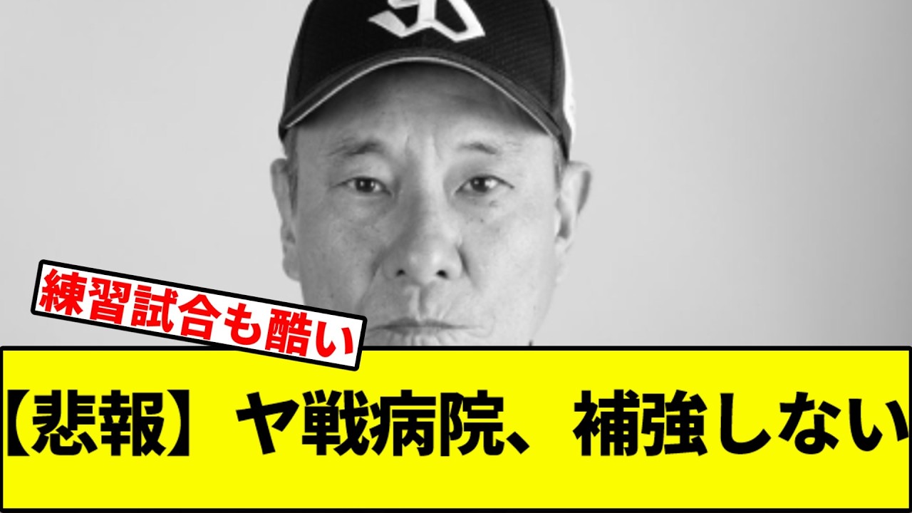 【悲報】ヤ戦病院、補強しない【なんJ反応】【なんG反応】【プロ野球反応集】【2chスレ】【5chスレ】【巨人】【阪神】【中日】【横浜】【ヤクルト】