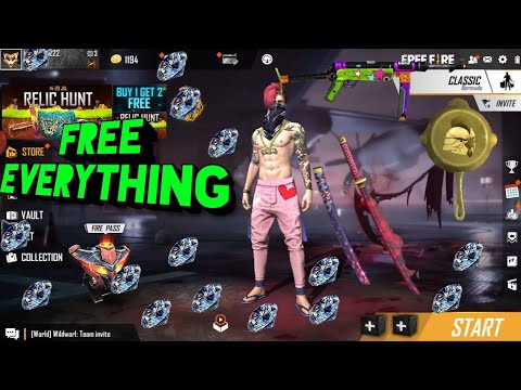 How to get everything in free fire for free diamonds,skins,bundle
