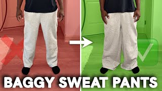 How To Turn Regular Sweatpants Into Baggy Sweatpants *No Sewing Machine Required* Full Tutorial