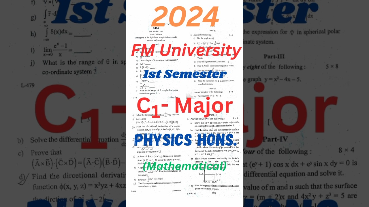 +3 1st Semester C1 Major PHYSICS Hons. 2024 PYQ 