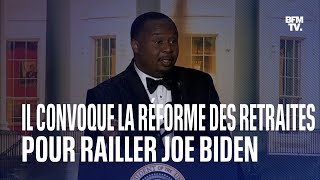 Cet humoriste américain fait référence aux retraites en France pour railler l'âge de Joe Biden