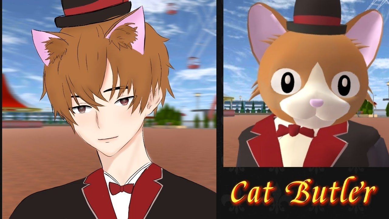 CAT BUTLER as anime character [ Digital drawing ] Sakura school