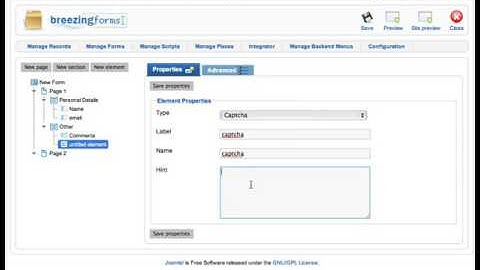 Add Security Captcha Breezing forms Joomla