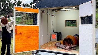軽トラ幌 荷台に50kg以下の住み家を作る!DIYでキャンピングカーへ|雨対策と防寒断熱フタ