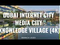 DUBAI INTERNET CITY, MEDIA CITY, KNOWLEDGE VILLAGE (4K)  | Dubai car drive status | Dubai Status