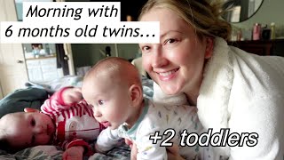 twins 6 months old  twin mom // morning routine with twins