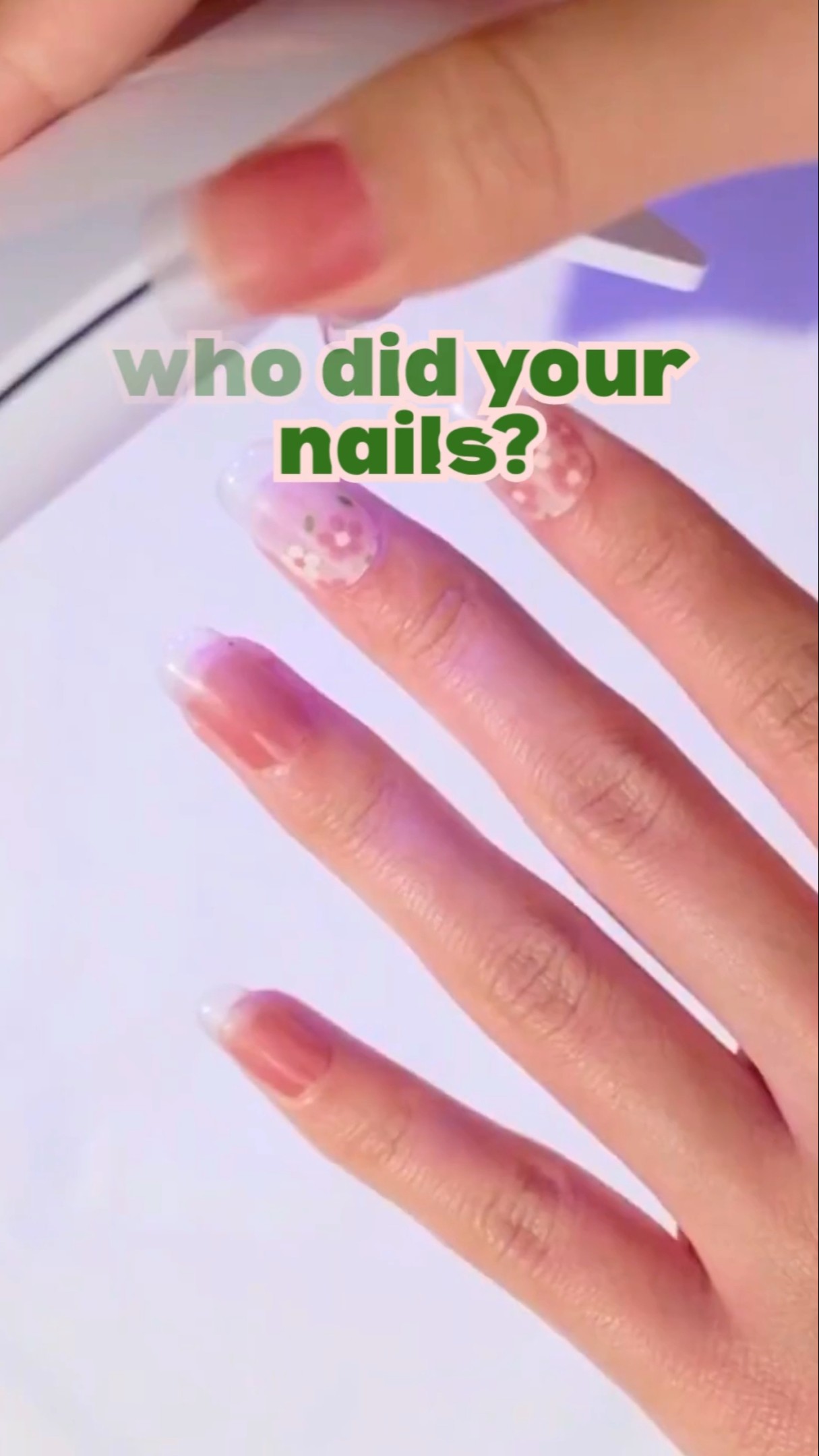 Petal Ombre - Semi-Cured Gel Nail Strips applied on real nails