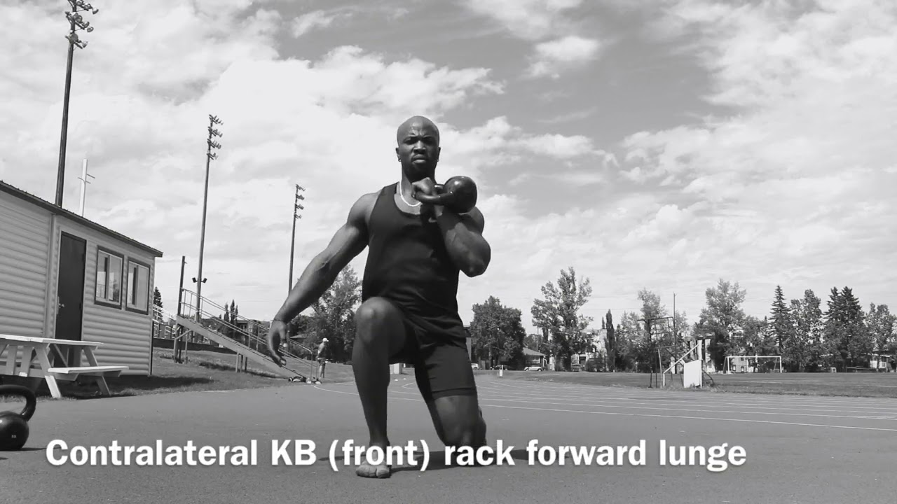 Contralateral KB (front) rack forward lunge - YouTube