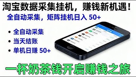 淘宝数据采集挂机项目：全自动矩阵操作，日入50+，小白也能轻松上手！