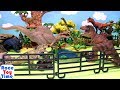 School Bus Trip to Dinosaur Park - Fun Dinos T-rex and Carnotaurus Toys For Kids