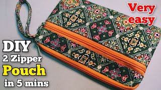 SUPER EASY!! Purse with 2 Zippers| ladies purse/ small bag/ zipper handbag/mobile phone purse making