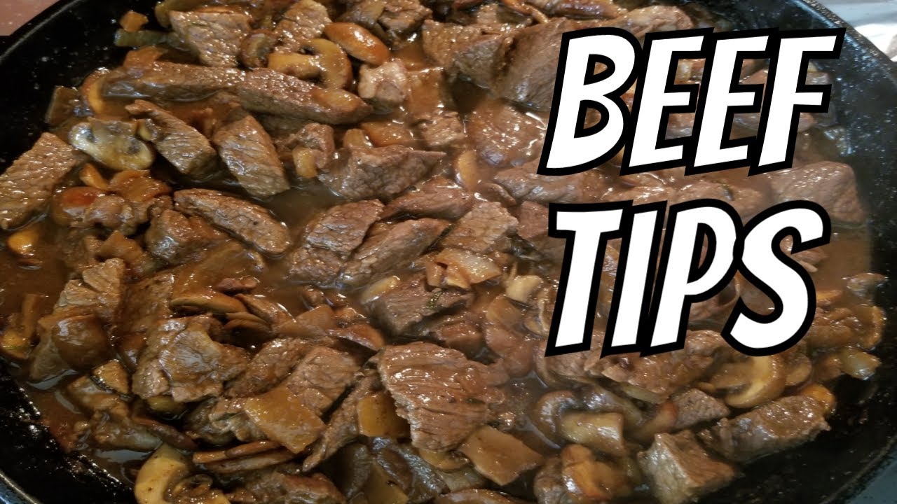 How to make Beef Tips with mushrooms and onions in a cast iron skillet