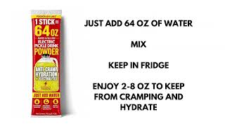 64 ounces of pickle brine electrolytes in a giant electrolyte powder stick pack
