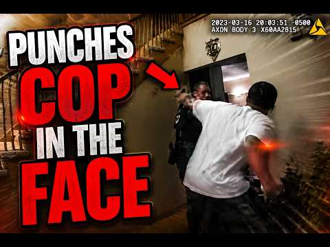 Wannabe Tough Guy Punches Cop In The Face!