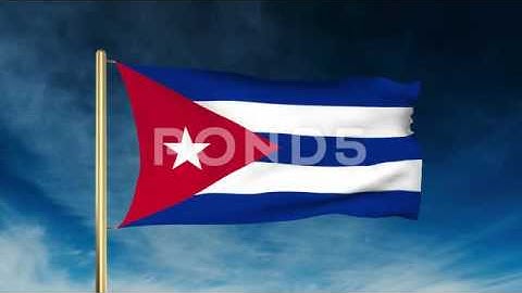Cuba Flag Slider Style. Waving In The Win With Cloud Background Animation