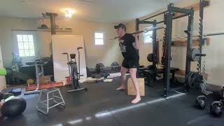 Barbell box squat jumps