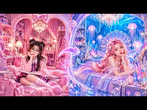 From awkward girl 🤓 to The Little Mermaid 🧜‍♀️! An epic magical glow-up! ✨😱