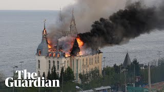 Drone Footage Shows Ukraine's 'Harry Potter Castle’ In Flames After Russian Missile Attack