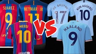 Showdown in Blue: FC Barcelona Trios 🆚 Manchester City Trio's ( Messi , Halaand, Saurez, Neymar)