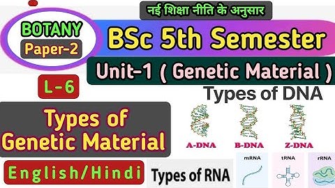 BSc 3rd Year 5th Sem Botany 2nd Paper Unit 1//Types of Genetic Material//Types of DNA//Types of RNA