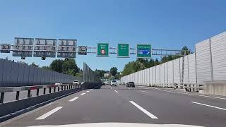 Schweiz A2 E35 von Hergiswil Kirchenwaldtunnel nach Knuttwil, über Luzern, am Sempachersee vorbei.