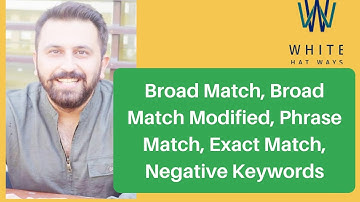 Broad Match, Broad Match Modifier, Phrase Match, Exact Match and Negative Keywords