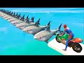 SPIDERMAN and Motorcycles with Shark Ladder and Superheroes Challenge - GTA 5