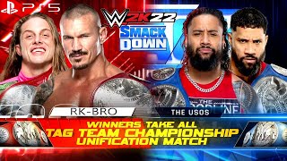 WWE 2K22 RK-BRO VS THE USOS TAG TEAM CHAMPIONSHIP UNIFICATION MATCH [1080P 60FPS PS5]