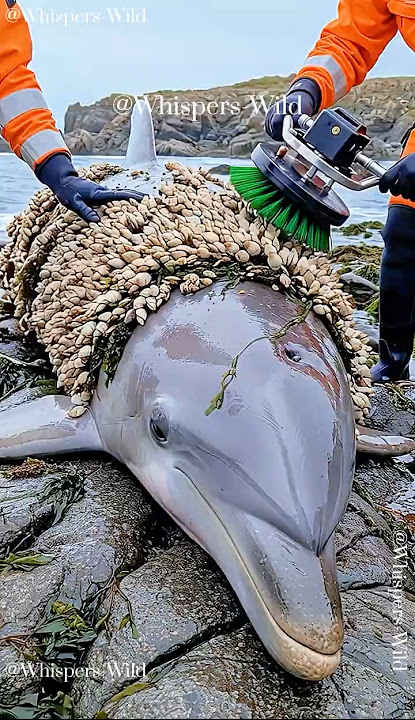 Dolphin Covered in Barnacles Gets Gentle Cleaning from Rescue Team #animalrescue  #sealife