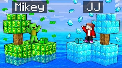 Mikey MONEY vs JJ DIAMOND Sea Block Survival Battle in Minecraft (Maizen)