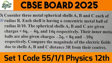 Q31 Consider three metal spherical shells A, B and C each of radius R . Each shell is having a conce