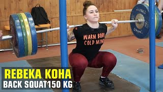 REBEKA KOHA  - back squat 150 kg, jerk from the racks 115 kg, interview.