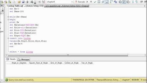 Lookup table in sql server..sine nd cosine,tangent,squareroots