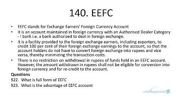 140. EEFC (Exchange Earners’ Foreign Currency Account)