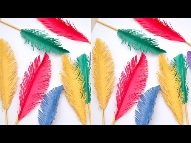 How to make beautiful paper feather, Easy to make artificial Feather