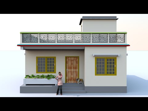 Download beautiful singlestory village house desgin with two bedroom | small village home plan