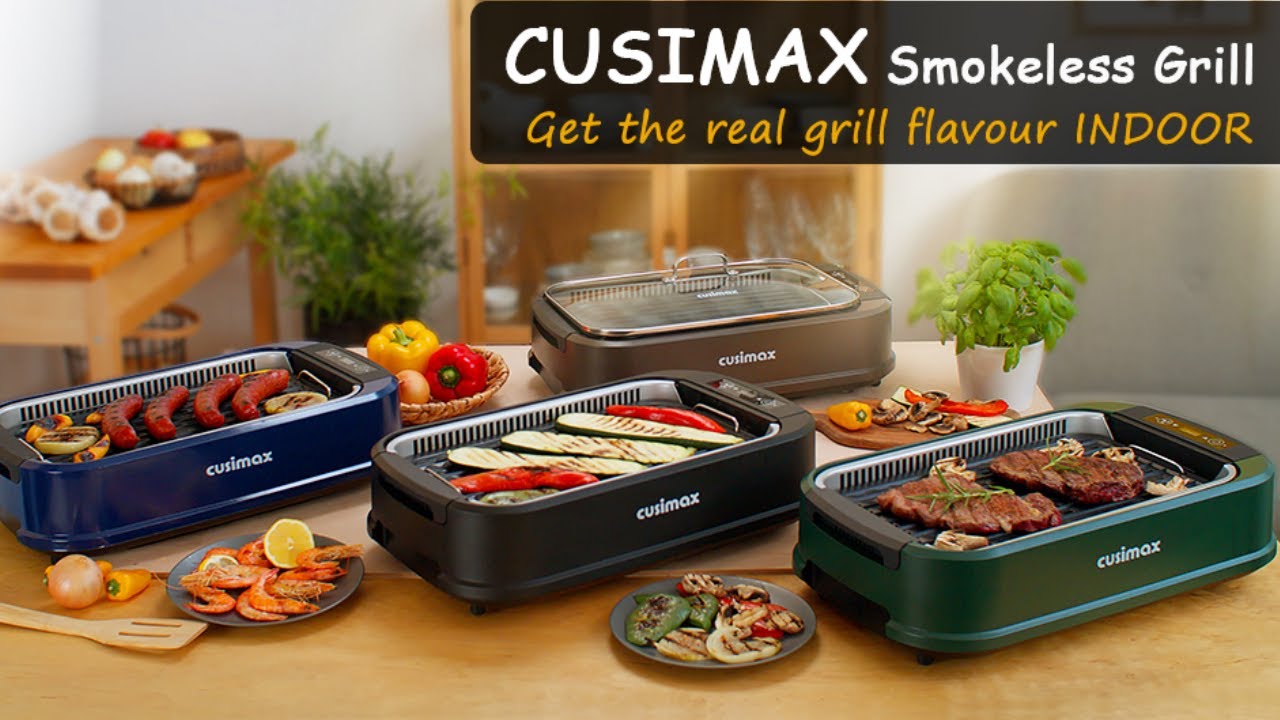 CUSIMAX Electric Smokeless Indoor Grill, Portable Korean BBQ Grill with LED  Smart Display & Tempered Glass Lid, Non-stick Removable Grill Plate,  Dishwasher Safe, Black 